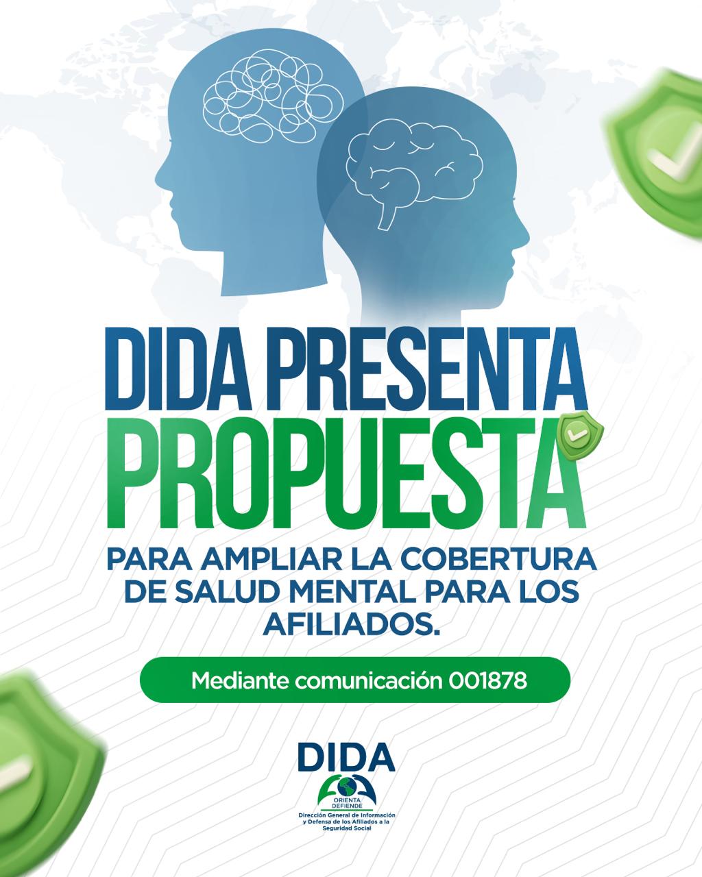 Afiche de la DIDA que anuncia una propuesta para ampliar la cobertura de salud mental de los afiliados, mediante la comunicación 001878.